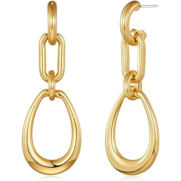 Chic Symmetry: Geometric Elegance in Drop Dangle Earrings - Picture 1 of 4